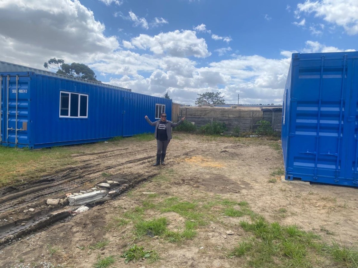 Shipping containers being placed for the Kraaifontein community centre